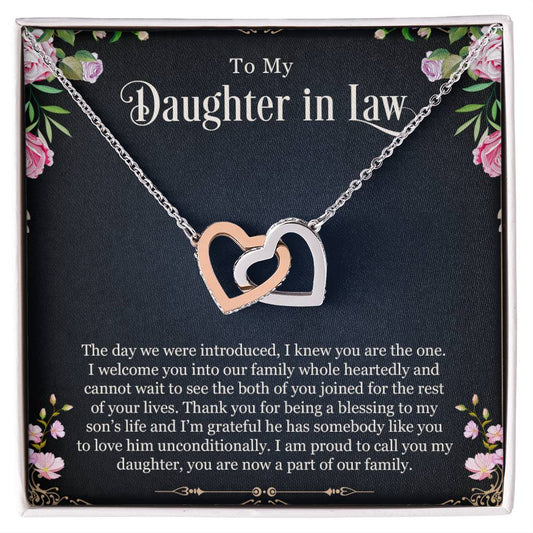 To My Daughter In Law - Interlocking Hearts necklace